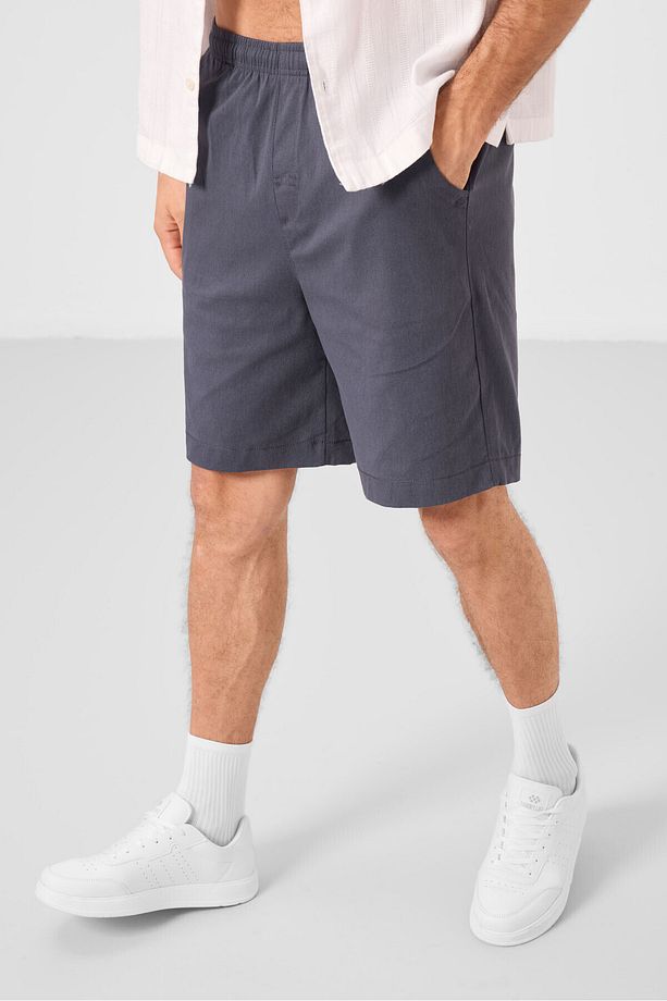 Gri Standart Fit Dokuma Hafif Esnek Chino Erkek Şort - 81293 - 6