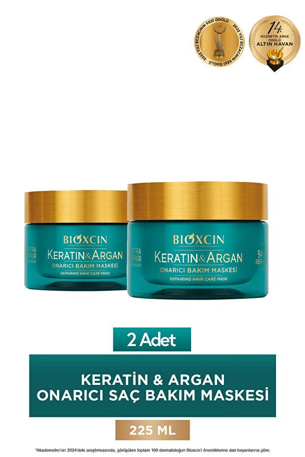 Keratin & Argan Onarıcı Bakım Maskesi 225 Ml 2 Adet - 1