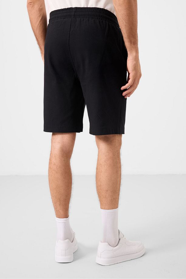 Siyah Standart Fit Dokuma Hafif Esnek Chino Erkek Şort - 81289 - 8