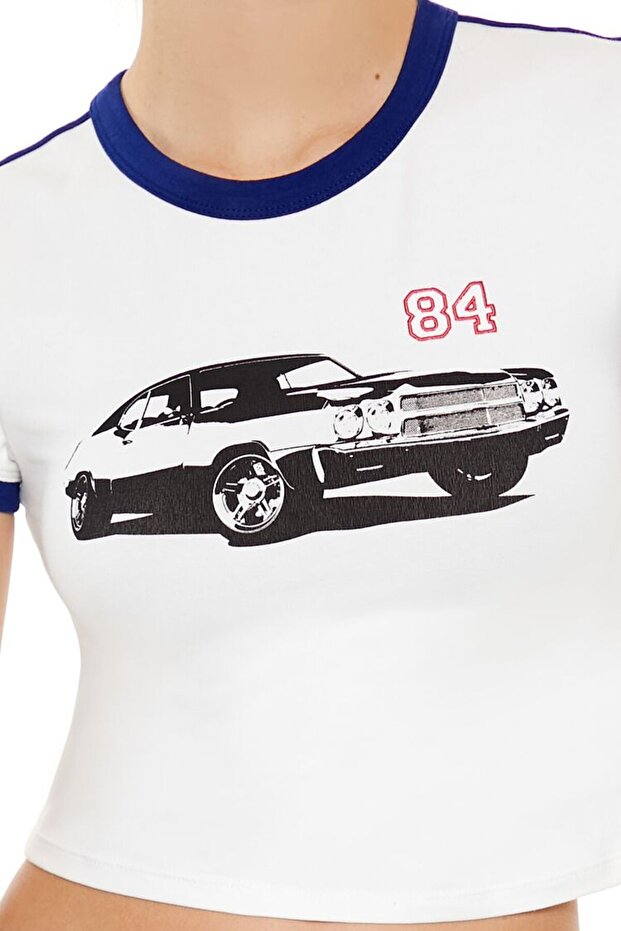 Araba Baskılı Baby Tee Tişört - 5