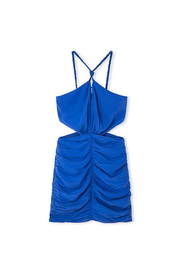 Halter yaka cutout elbise - 3