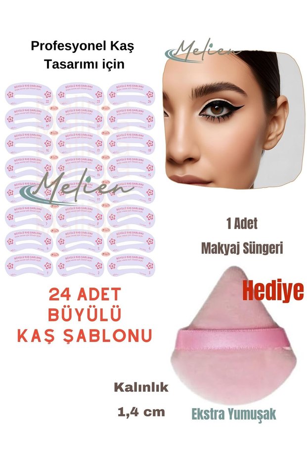 24Pcs Reusable Eyebrow Stencil Shaper Eye Face Makeup Sponge Kit Eyebrow Molds Accessory