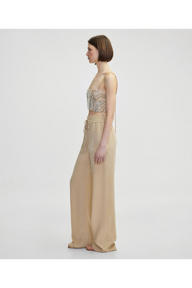 Elastik bel wide leg pantolon - 2