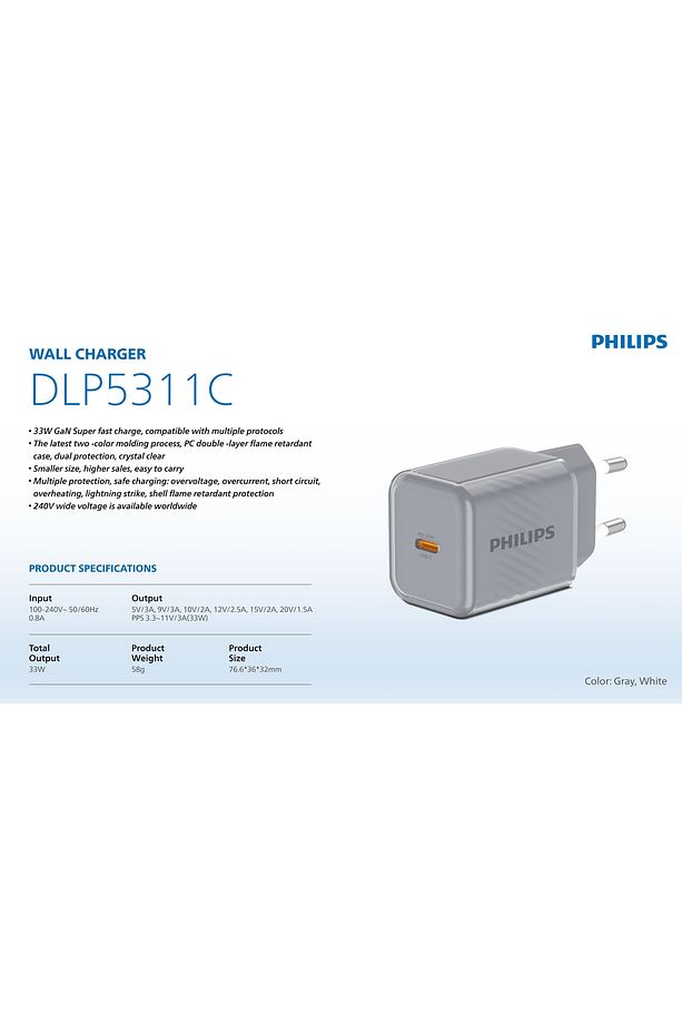 Type-C Hızlı Şarj Adaptörü,33W Hızlı Şarj,Akıllı Telefon,Tablet Uyumlu,Power Delivery,3A,DLP5311C - 2