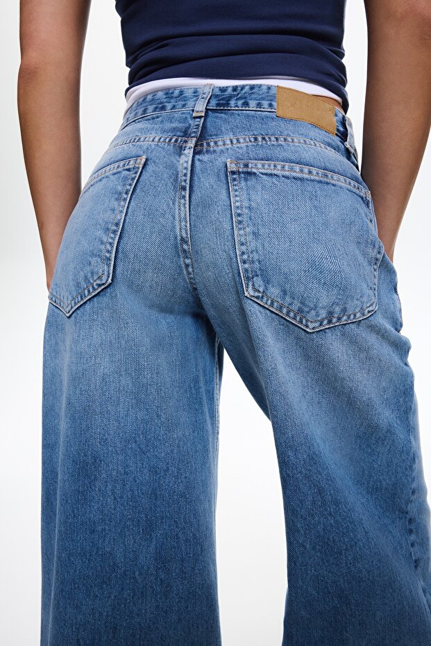 Düşük belli geniş paça jean - 6