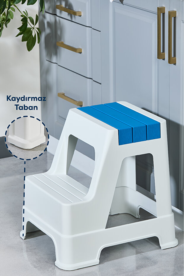 Plastik Basamaklı Tabure Mavi - 1