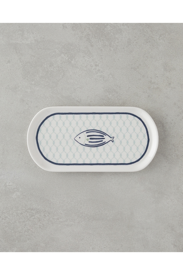 Aqualuna Seramik Kayık Tabak 22 cm Mavi-yeşil - 1