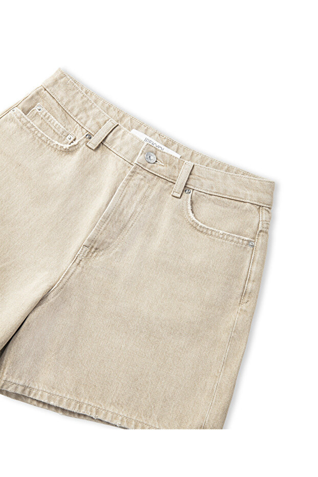 Eskitme efektli denim şort - 4