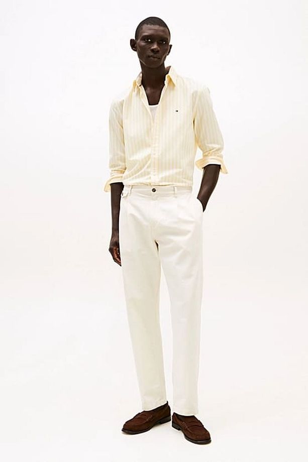 Erkek Th Flex Poplin Bold Stripe Çizgili Gömlek - Sarı - 2