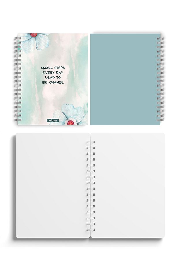 A5 Spiralli Karton Kapak 2’li Set 80 Gram 60 Yaprak Çizgisiz Okul Defteri , Notebook - 4