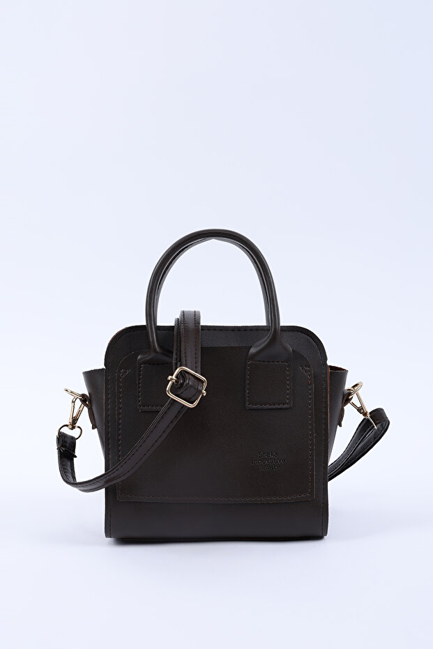 Brown Color Shk219 Faux Leather, Zippered, Two Compartments, Adjustable Strap, Hand, Arm and Shoulder Bag