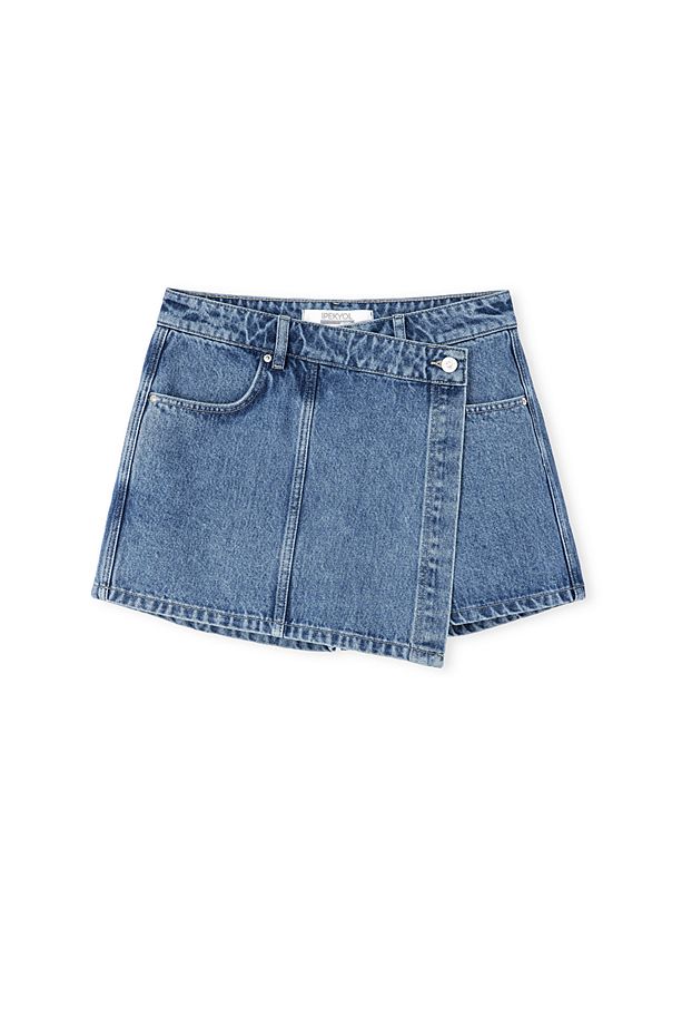 Cepli anvelop denim şort etek - 3