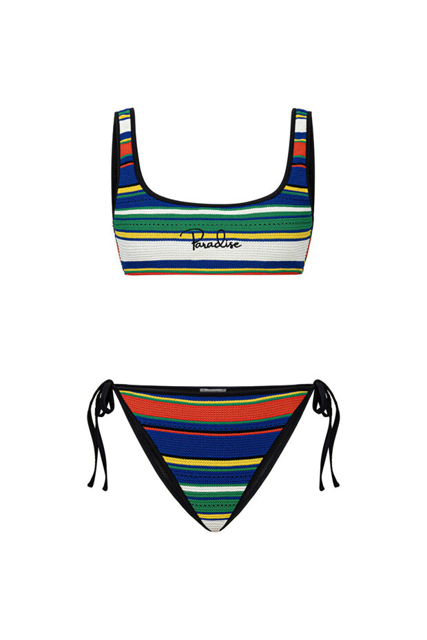 ÇİZGİLİ ÖRME BİKİNİ SETİ - 3
