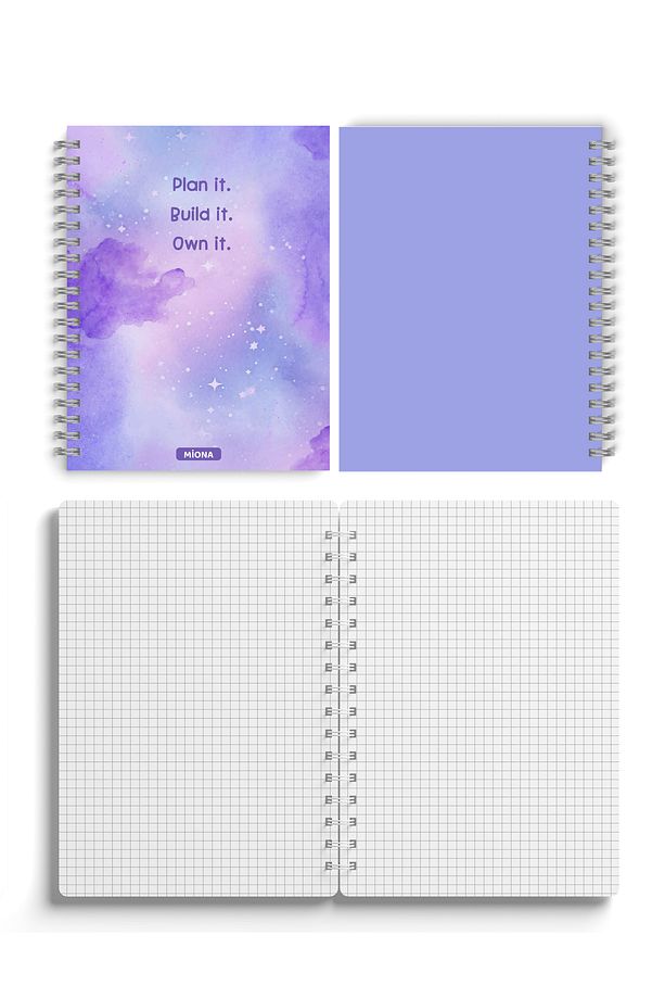 A5 Spiralli Karton Kapak 2’li Set 80 Gram 60 Yaprak Kareli Okul Defteri , Notebook - 5