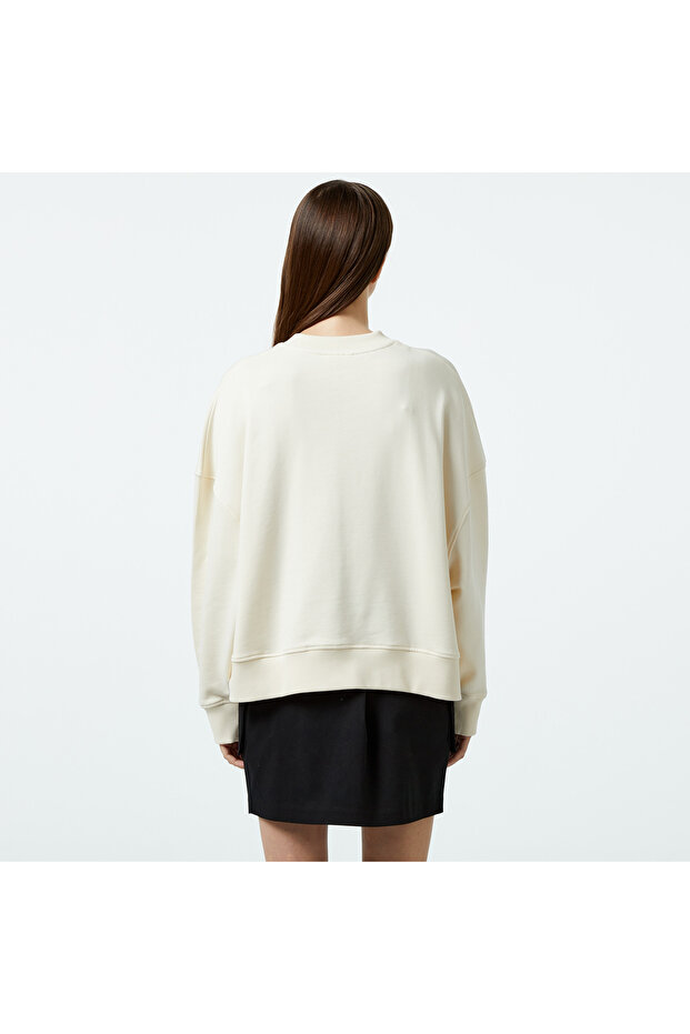 Classic Kadın Krem Sweatshirt - 2