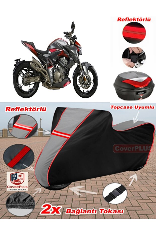 Bmw g 310 Gs Tarpaulin Topcase Compatible Motorcycle Tarpaulin (Grey-Black Red Stitched)