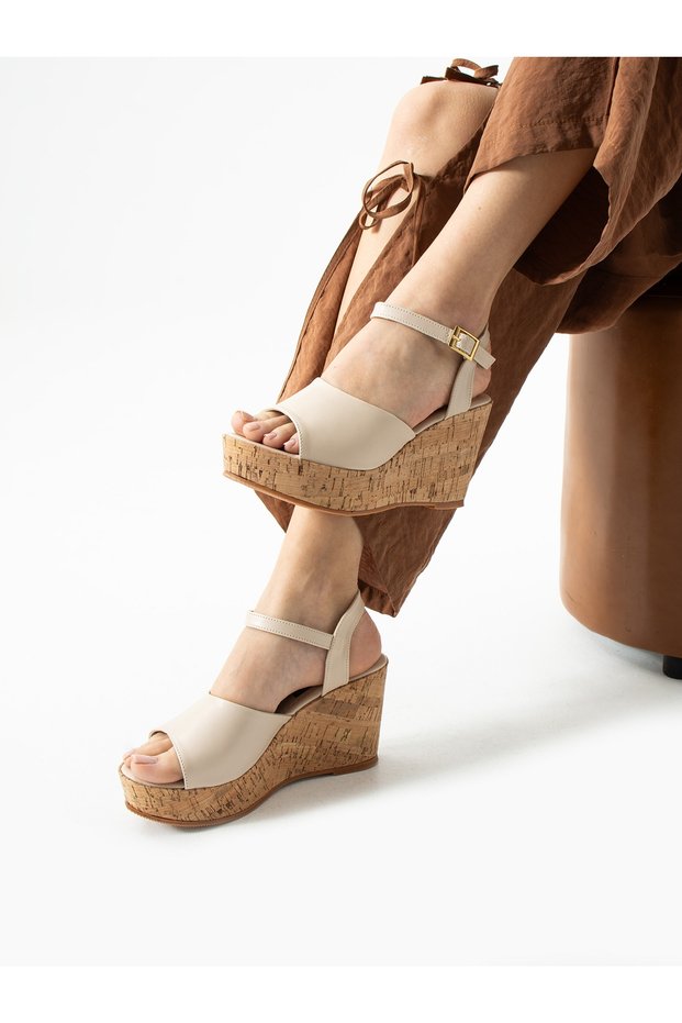 Corkina Cream Wedge Heeled Women's Sandals