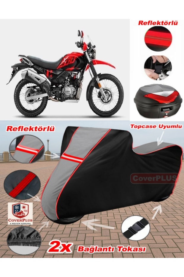 Hero Xpulse 200t Tarpaulin Topcase Compatible Motorcycle Tarpaulin (Grey-Black Red Stitched)
