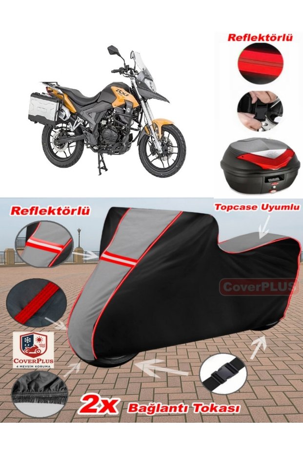 Mondial Rx1I Evo Tarpaulin Topcase Compatible Motorcycle Tarpaulin (Grey-Black with Red Stitching)