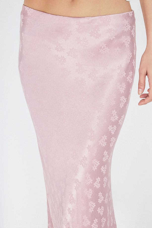 Jakarlı Pembe Midi Etek - 6