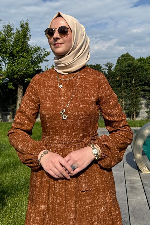 Kot Efektli Elbise Kiremit - 5