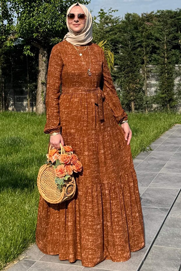 Kot Efektli Elbise Kiremit - 8