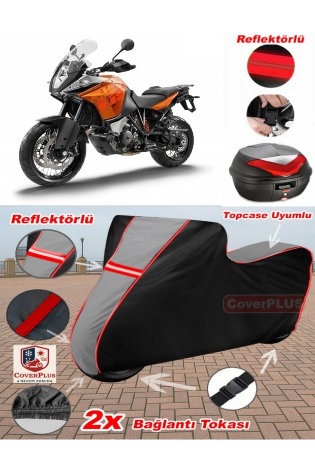 Ktm 1190 Adventure R Tarpaulin Topcase Compatible Motorcycle Tarpaulin (Grey-Black Red Stitched)