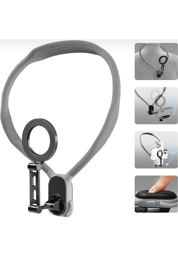360 DERECE AYARLANABİLİR MAGSAFE ÖZELLİKLİ BOYUN ASKILI TELEFON TUTUCU - 4