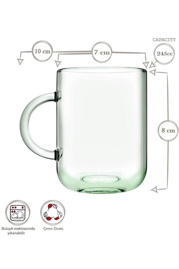55192 Aware Iconic 245 ML Cam 2li Kulplu Çay Kahve Meşrubat Bardağı Takımı - 2