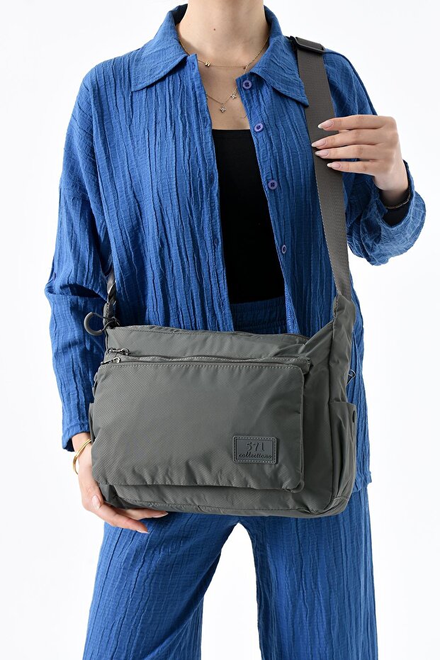Ultra Light Waterproof Multi-Pocket Shoulder Bag Gray (Model: 571-13-9J)