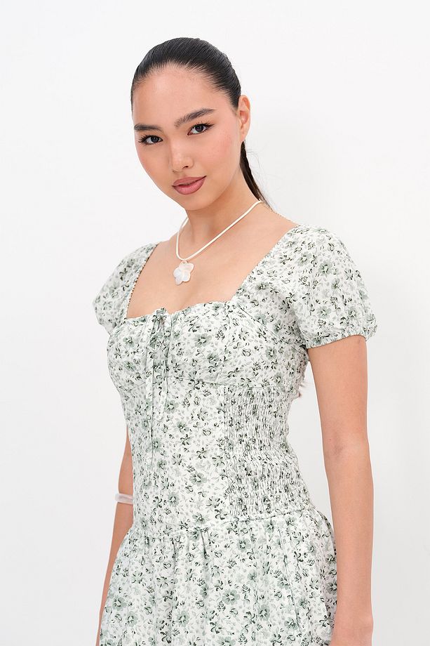 Çiçek Desenli Kısa Elbise E17075 - 5