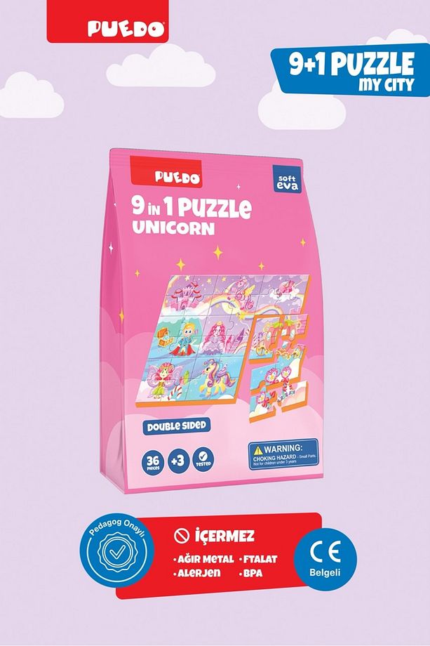 36 Parça 9in1 Çift Taraflı Puzzle - Unicorn - 3