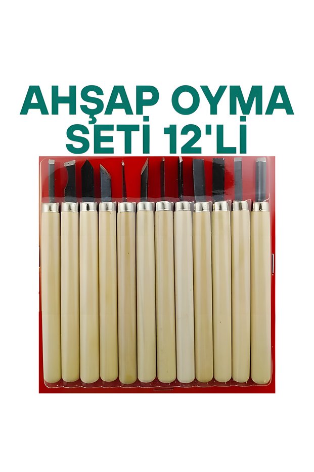 12 Parçalı Ahşap Oyma Seti