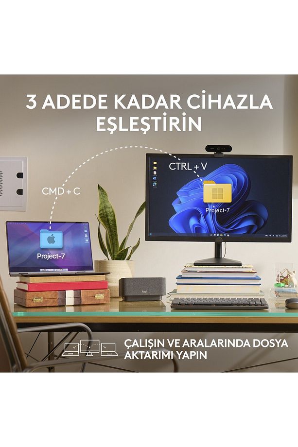 MX Anywhere 3S Kompakt 8000 DPI Optik Sensörlü Sessiz Bluetooth Kablosuz Mouse - Beyaz - 9