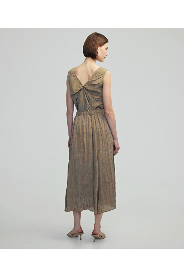 Kırışık efektli midi etek - 5