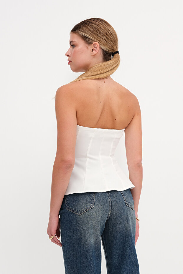 بلوزة بسحاب بدون حمالات B17237 - 6