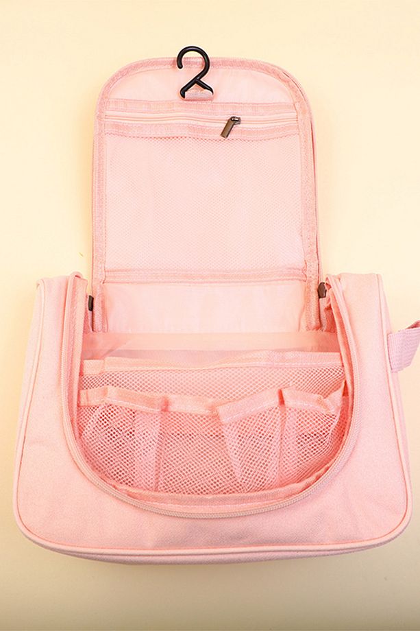 Asılabilir Soft Pembe Makyaj Çantası 24,5 X 8,5 X 18,5 Cm - 3