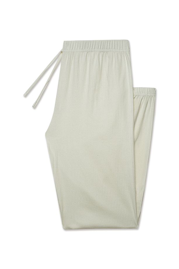 Pamuklu Fitilli Paça Lastikli Kadın Pijama Alt - 6