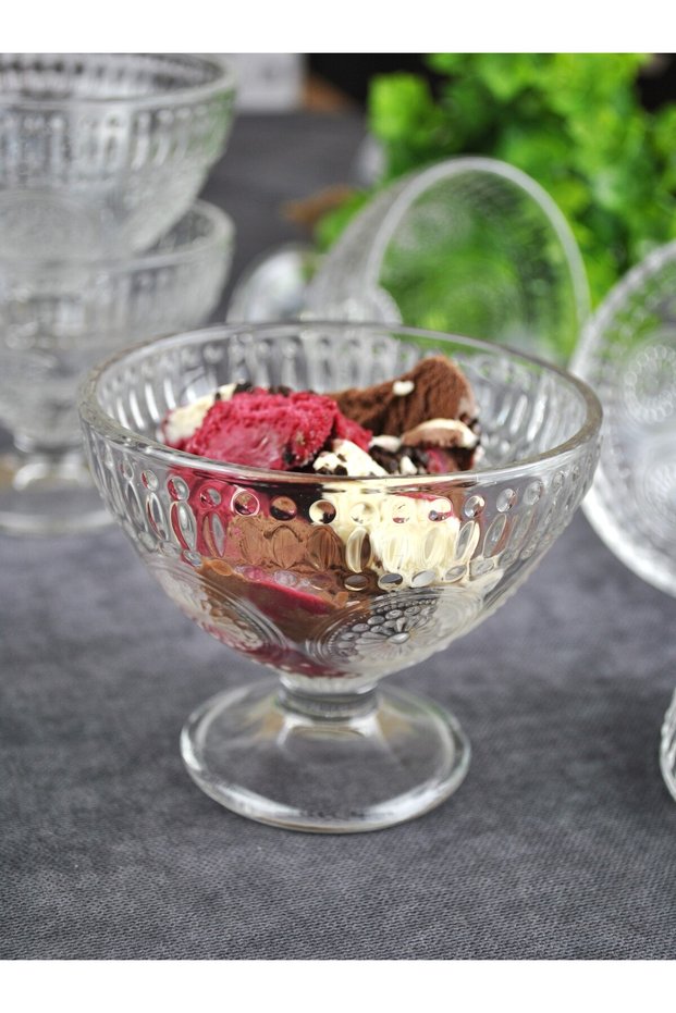 3 Pieces Glass Footed Bowl Snack Bowl Ice Cream Bowl - 220 ml