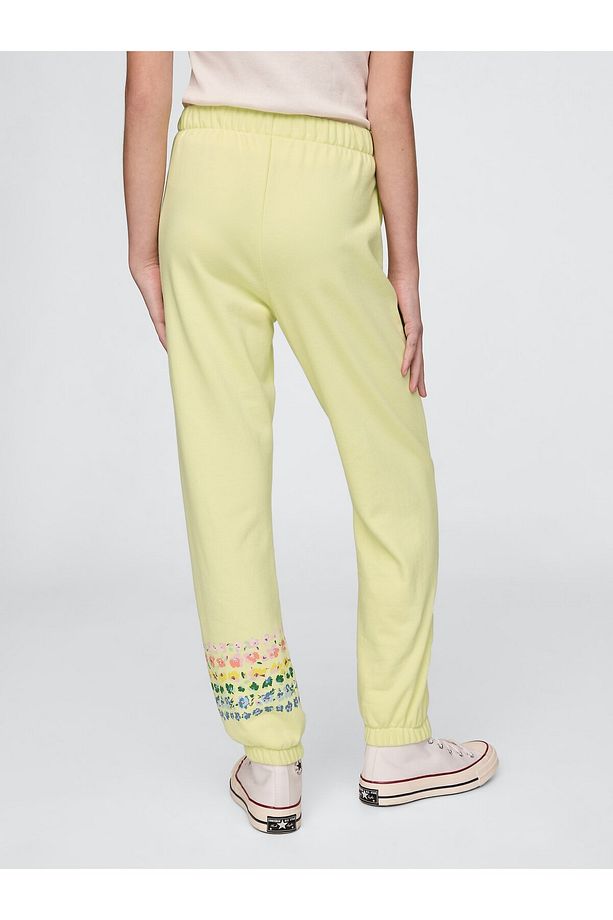Kız Çocuk Sarı Gap Logo Fransız Havlu Kumaş Jogger Eşofman Altı - 3