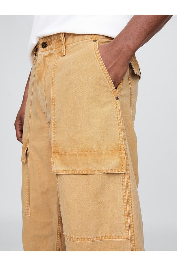 Erkek Sarı Baggy Utility Pantolon - 5
