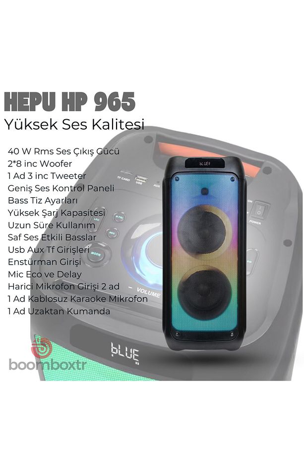 HP 965 Şarjlı Taşınabilir40 watt Rms 2*8 inch Bluetooth Hoparlör - 3