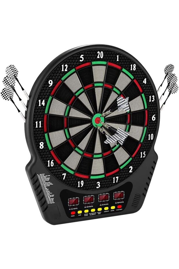 Electronic Dartboard Game with LCD Display, 27 Games, 6 Darts & 24 Tips – For Multiple Players - 1