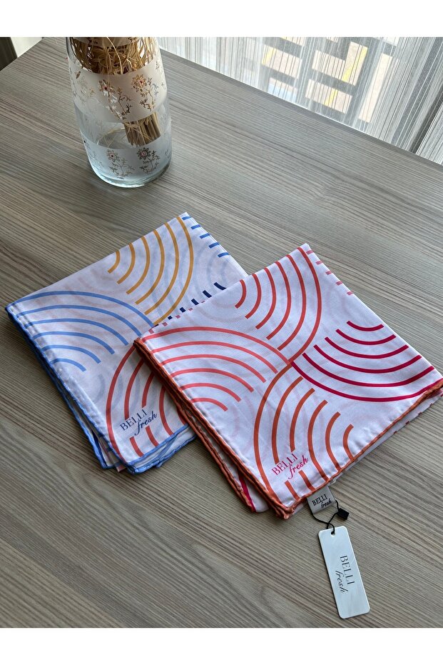 Bow Pattern Fresh Soft Scarf Blue - 3