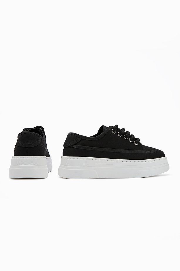 Sassa Siyah Yüksek Tabanlı Bağcıklı Kadın Sneaker - 3