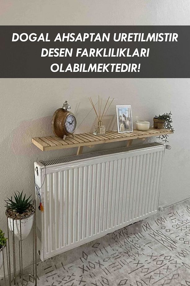 Montajsız Petek Üstü Raf, Ahşap Petek Üstü Dresuar, Kalorifer Üstü Kitaplık & Dresuar Raf 60 x 18 CM - 3