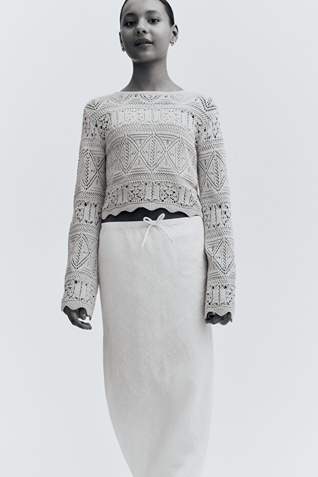 Keten Karışımlı Etek - 3