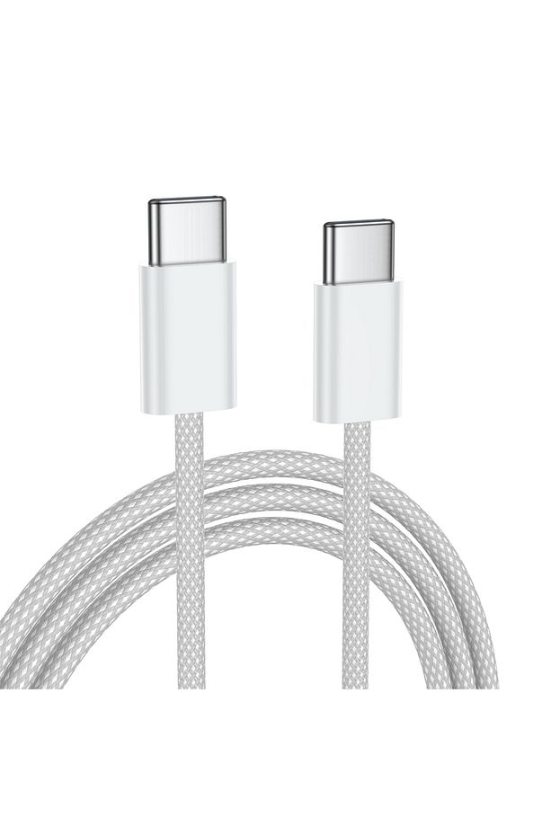 Type C to Type C 60Watt Android Huawei Samsung İphone Hızlı Şarj Kablosu Beyaz 1 Metre - 1