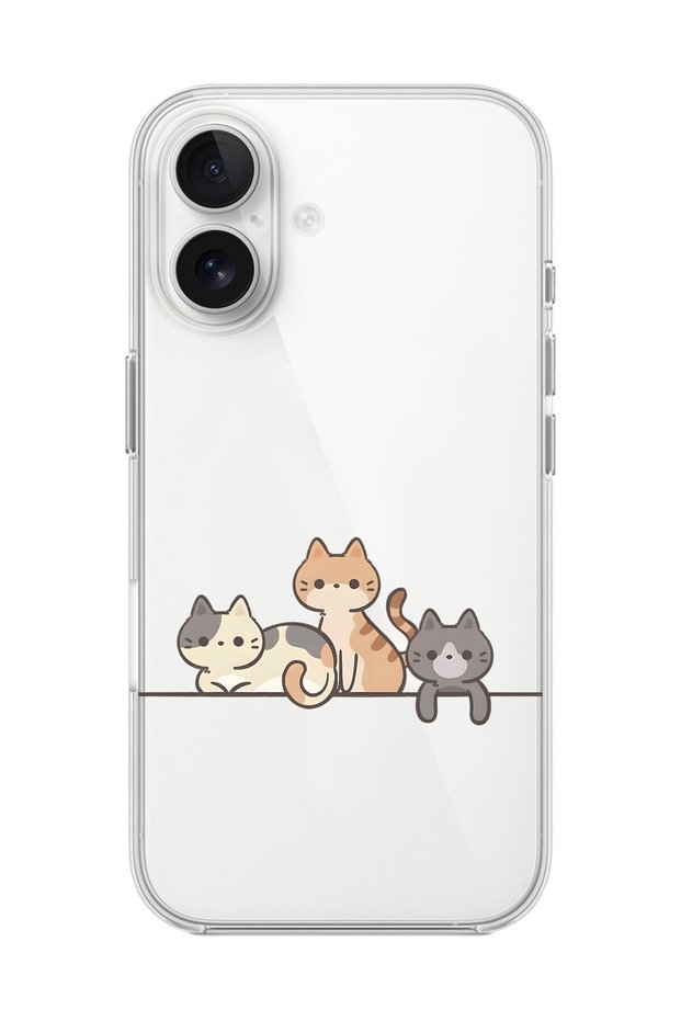 حافظة شفافة متوافقة مع هاتف iPhone 16 Plus بتصميمات Cats 4
