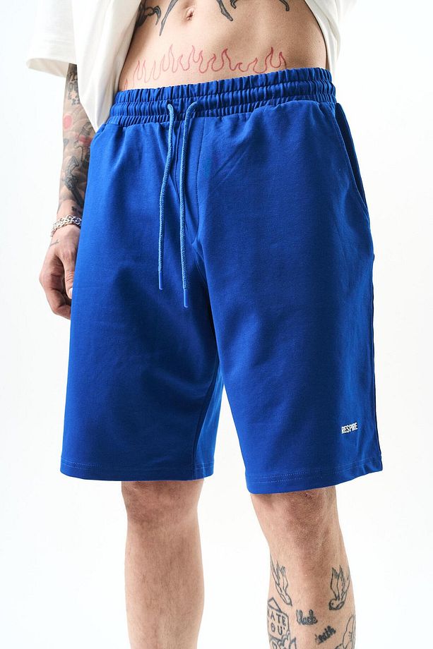Erkek Beli Lastikli Basic Şort Saks - 5